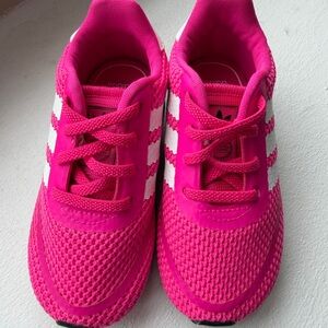 adidas Kids Hot Pink Sneakers with White Stripes